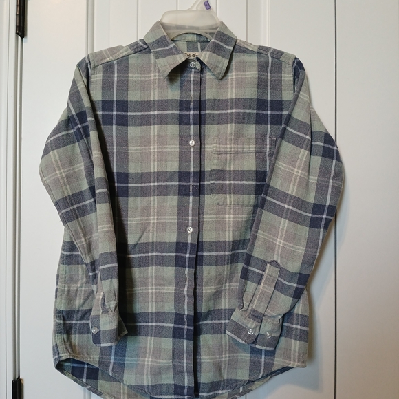 Plaid Men's Shirt - Green and Blue - Picture 1 of 6